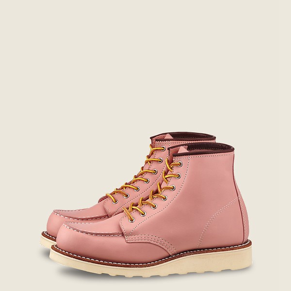 Red Wing Heritage Boots Pink - Red Wing Womens 6-inch Classic Moc - Short Boundary Leather - LMCBF-7